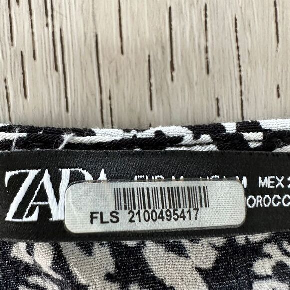 Zara white‎ black midi ruffle floral dresss size medium boho relaxed fit flowy - Picture 7 of 9